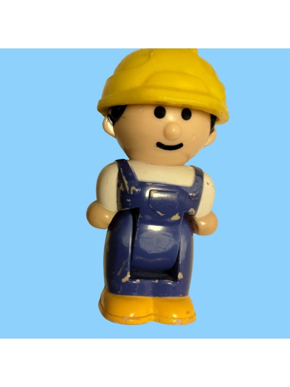 Fisher Price Little People Construction Worker Blue Overalls Hat toy